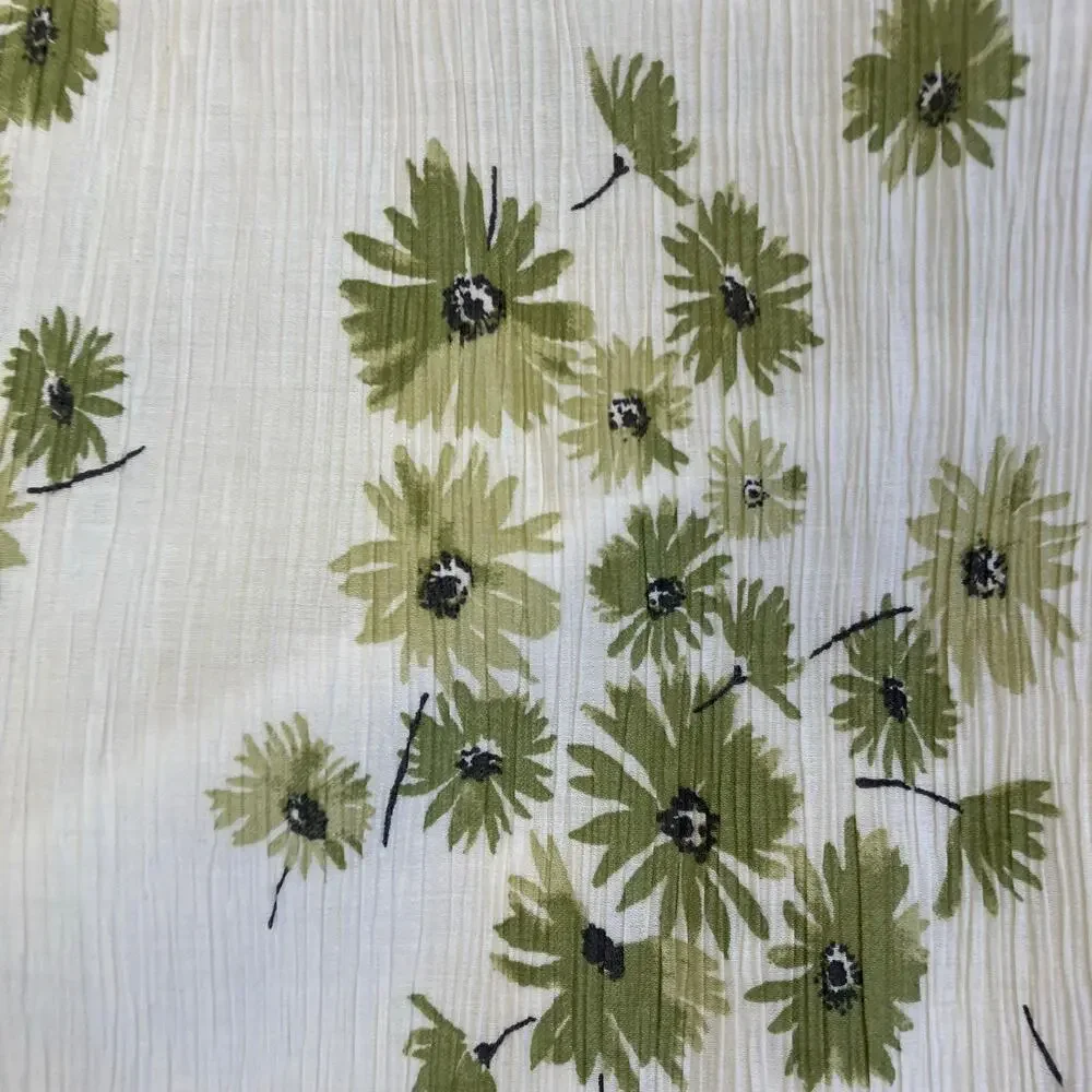 Abercrombie & Fitch Sz XL Babydoll Maxi Dress White Green Floral Crinkle